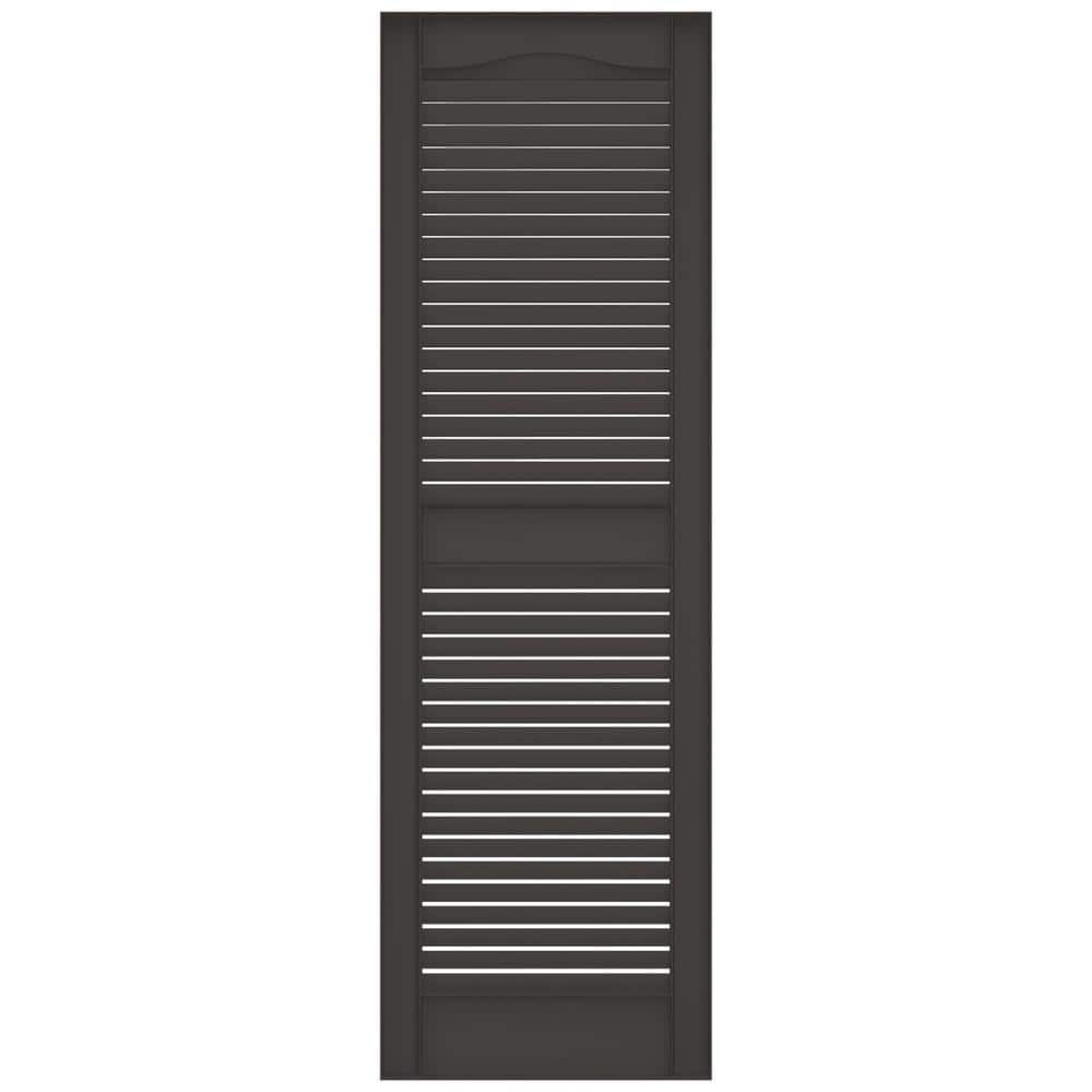Tuxedo Gray 14.5" x 48" Louvered Vinyl Decorative Shutters