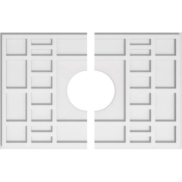 Ekena Millwork 30 in. W x 20 in. H x 7 in. ID x 1 in. P Beaux Architectural Grade PVC Contemporary Ceiling Medallion (2-Piece)