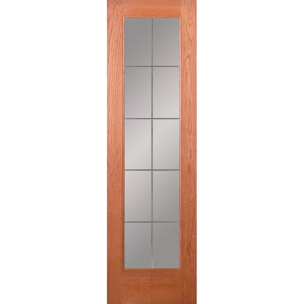 Feather River Doors 24 in. x 80 in. 10 Lite Illusions Woodgrain Unfinished Cherry Interior Door Slab