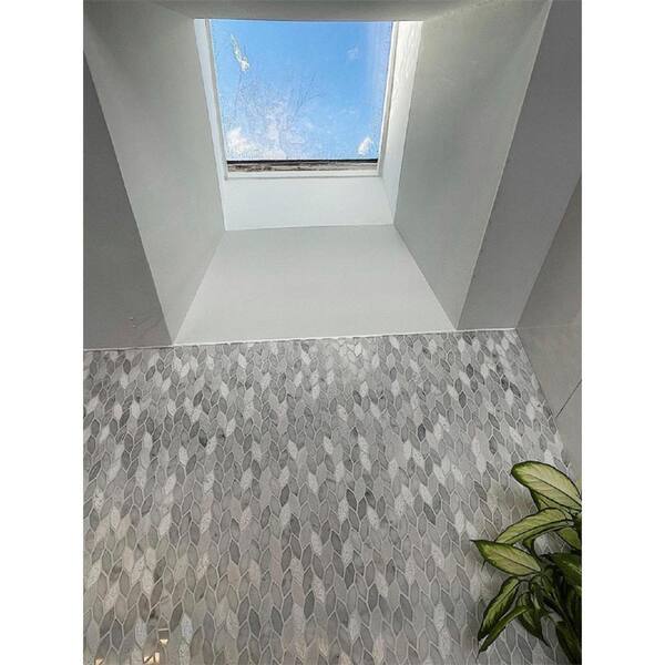 Apollo Tile Sparta Gray 12-in x 12-in Polished Glass; Stone Marble Basketweave Patterned Floor and Wall Tile (4.83-sq. ft/ Carton)