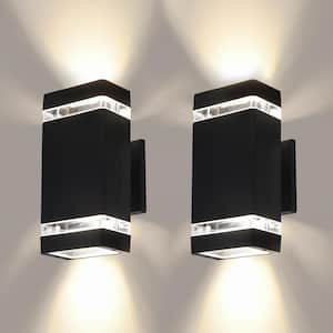 2-Light Warm White Wall Sconce LED Black Up Down with 7-Watt (2-Pack)