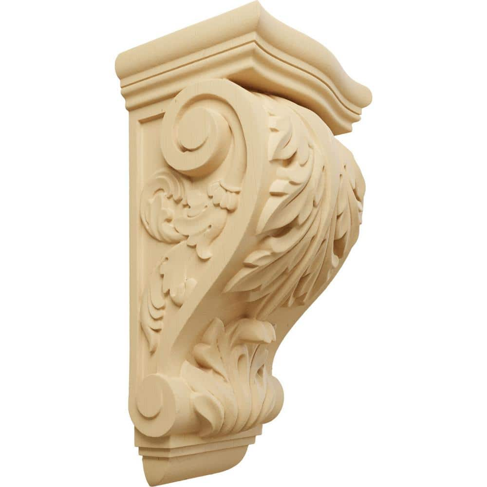 Ekena Millwork 8 in. x 6-1/2 in. x 15 in. Unfinished Alder Large Farmingdale Acanthus Corbel