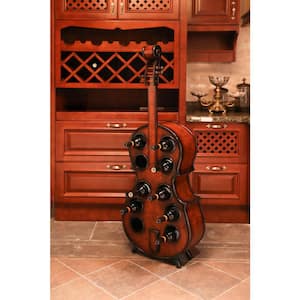 Decorative 10 Bottle Wooden Cello Shaped Wine Rack 53 in. Floor Violin
