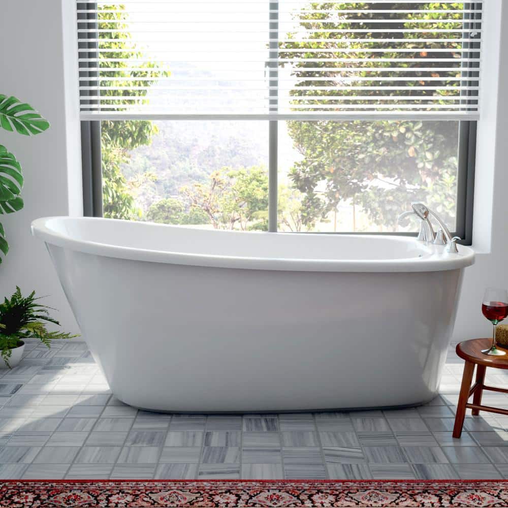 Seneca 60" White Acrylic Freestanding Soaking Tub