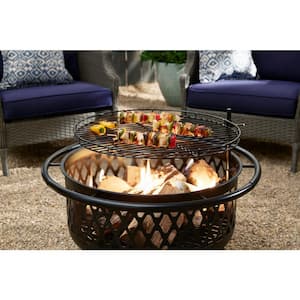 Details about   Hampton Bay Fire Pit Deep Bowl Round Steel Wood Burning Texas Decoration Black 