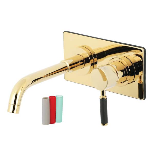 Kingston Brass Kaiser Single-HandleWall-Mount Bathroom Faucets in Polished Brass