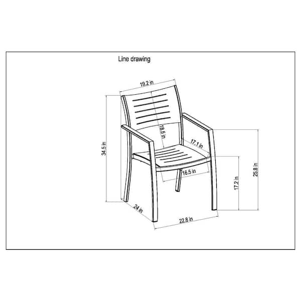 Atlantic Jordan White Stackable, Outdoor Dining Chair Dimensions