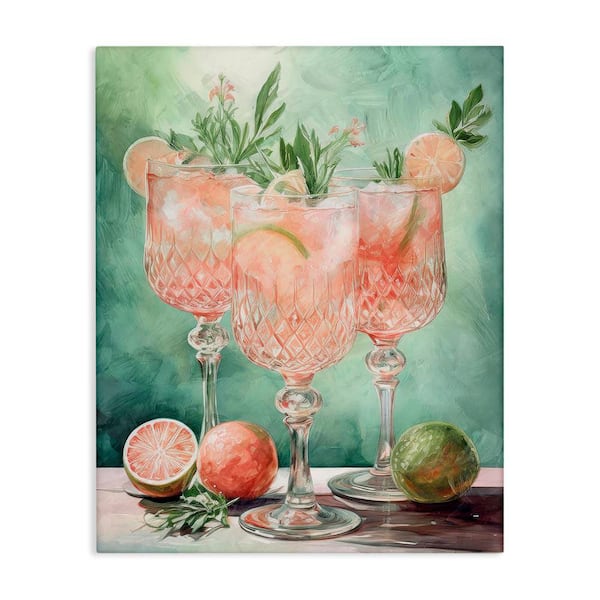 Pastel Grapefruit Cocktails by Daphne Polselli Unframed Food Graphic Art Print 20 in. x 16 in.