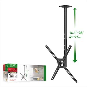 Barkan 29" to 65" Full Motion - 3 Movement Flat/Curved TV Ceiling Mount, White & Black, Telescopic Adjustment