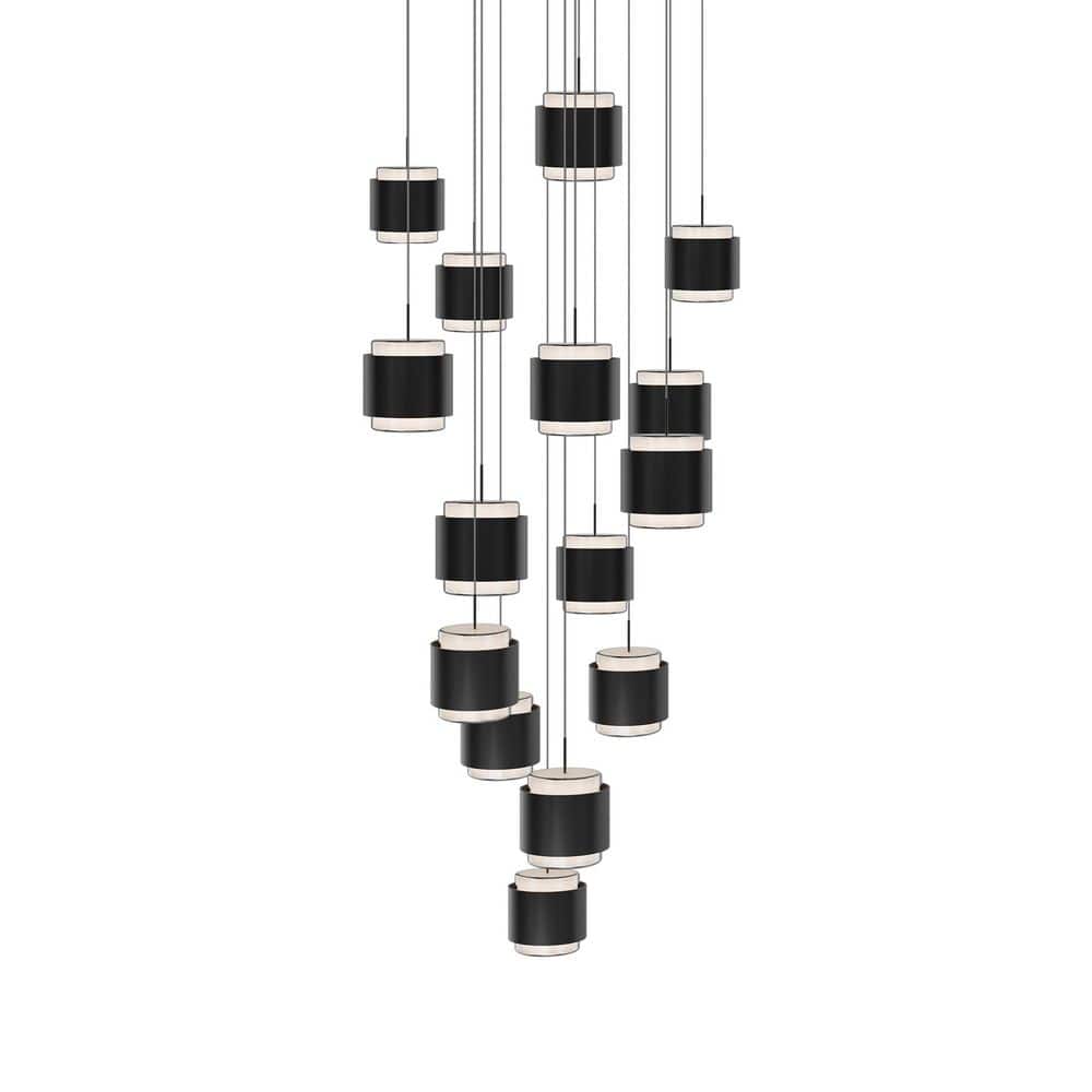 Banded 15-Light Black Integrated LED Round Pendant Light Selectable 4CCT 2700K-3000K-3500K-4000K price history on PriceWatchPro
