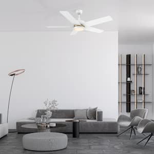 Lakeland 52 in. Integrated LED Indoor/Outdoor White Smart Ceiling Fan with Light and Remote, Works w/Alexa/Google Home
