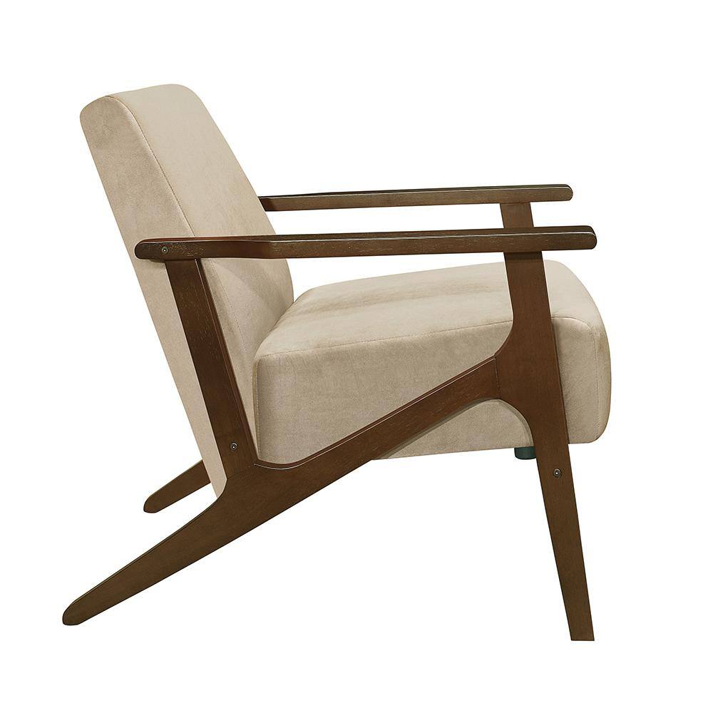 August Light Brown Velvet Mid Century Modern Accent Chair