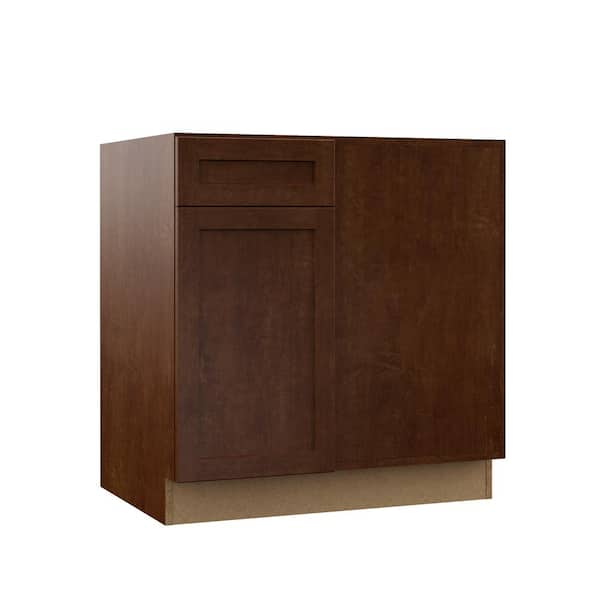Hampton Bay Designer Series Soleste Assembled 33x34.5x23 in. Blind Right Corner Base Kitchen Cabinet in Spice