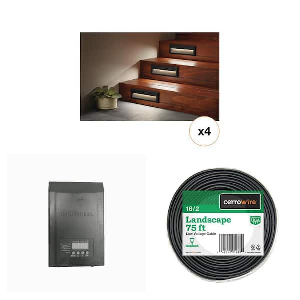 200-Watt Low-Voltage Landscape Transformer, 75 ft. 16/2 Wire and LED Deck Light Combo