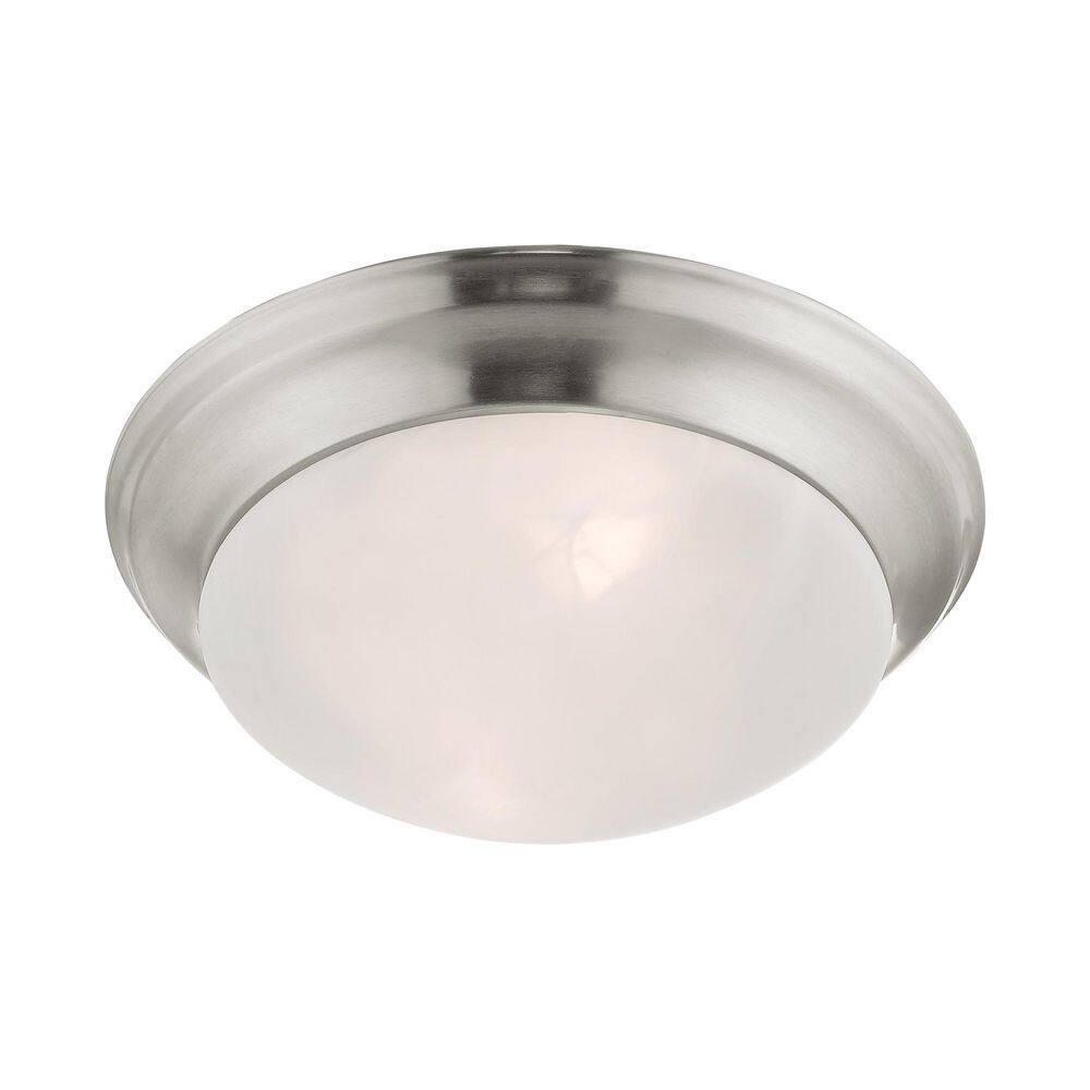 Coronado 14" Brushed Nickel Dome Ceiling Light with White Alabaster Glass