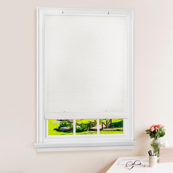 ACHIM Solstice White Cordless Light Filtering Vinyl Roll-Up Blind with 1/4 in. Oval Slats 36 in. W x 72 in. L