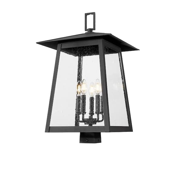 Filament Design Rainer 5-Light Black Aluminum Hardwired Outdoor Marine Grade Post-Light with no bulbs included