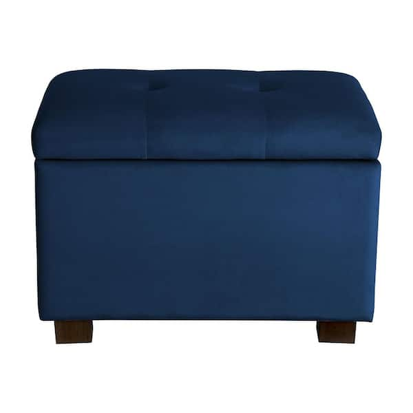 CorLiving Asha Blue Velvet Storage Ottoman LAD-803-O - The Home Depot