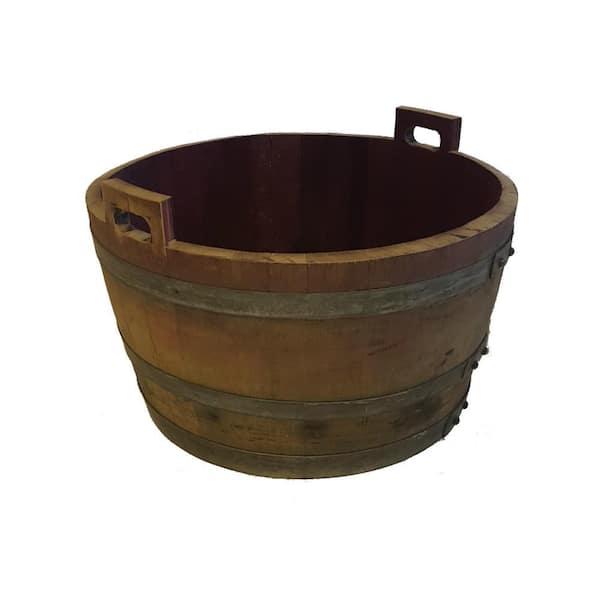 26 in. Dia x 17 in. H Natural Wood Wine Barrel