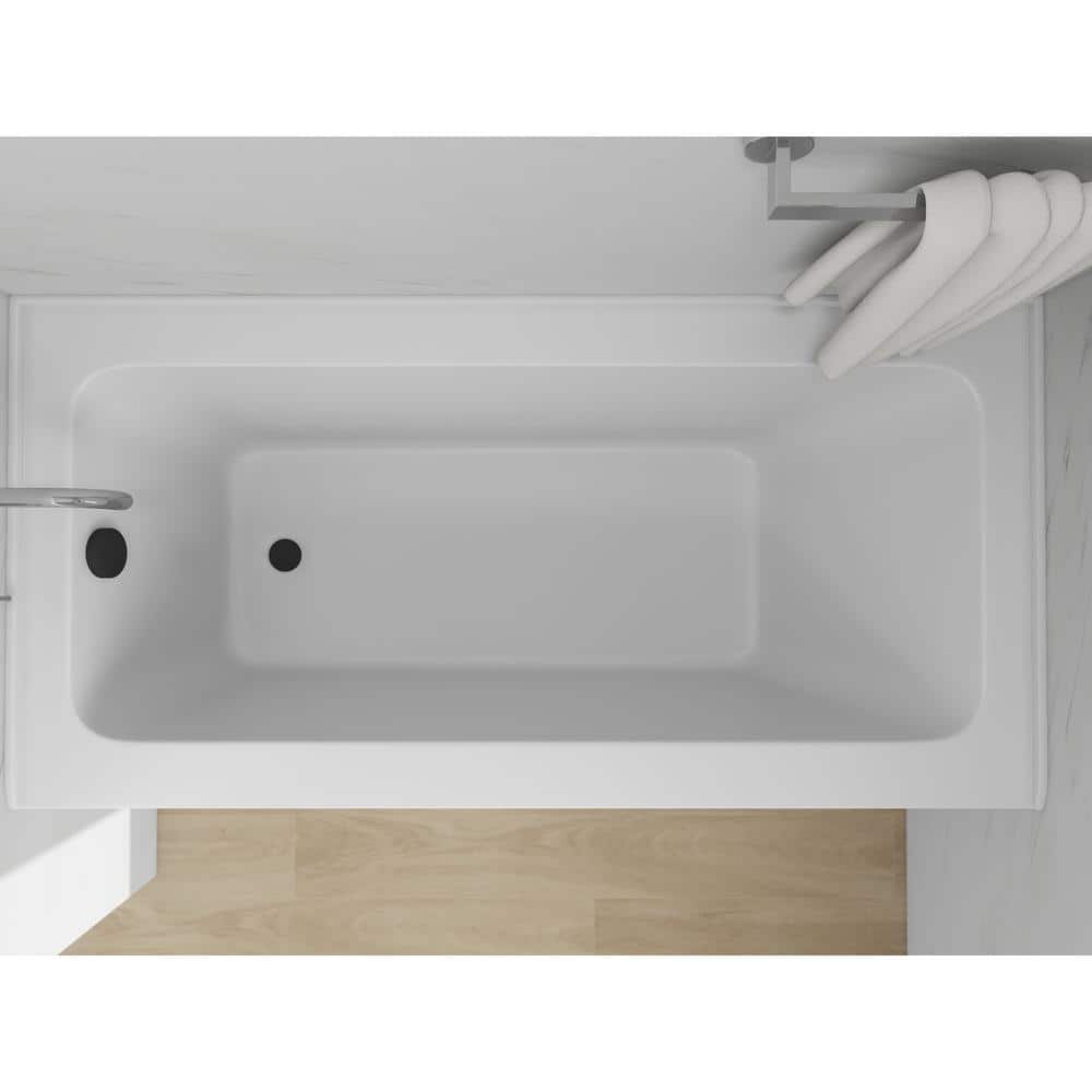 White Matte Black 60" Acrylic Alcove Skirt Bathtub