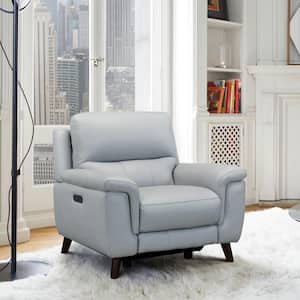 Lizette Dark Brown Wood and Dove Grey Genuine Leather Contemporary Chair