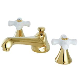 Modern 8 in. Widespread 2-Handle Bathroom Faucet in Polished Brass