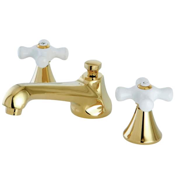 Kingston Brass Modern 8 in. Widespread 2-Handle Bathroom Faucet in Polished Brass