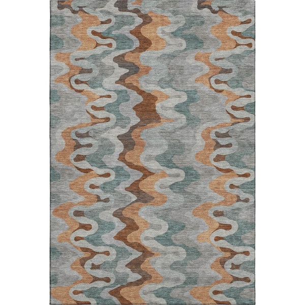 Mayfield Premium Machine Washable Abstract AMF2481 Silver 9 ft. x 12 ft. Area Rug