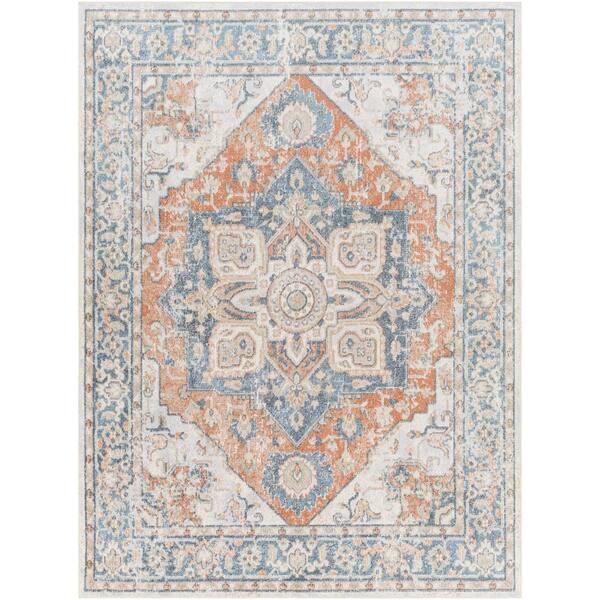 Livabliss Lillian Camel/Navy Medallion 2 ft. x 4 ft. Machine-Washable Indoor Area Rug