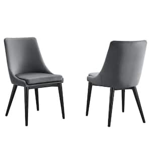 Viscount Accent Performance Velvet Dining Chairs - Set of 2 in Gray