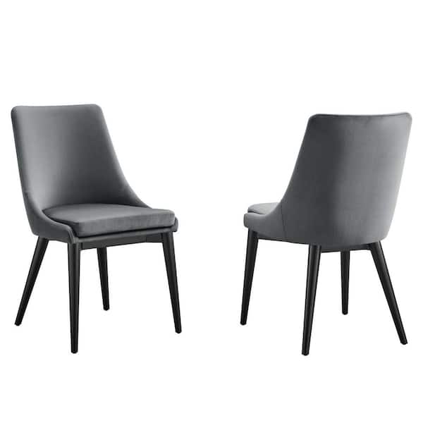 MODWAY Viscount Accent Performance Velvet Dining Chairs - Set of 2 in Gray