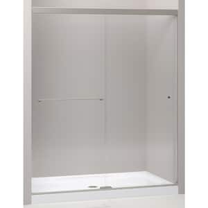 Revel 57-60 in. W x 76 in. H Sliding Frameless Sliding Shower Door in Anodized Brushed Nickel with Crystal Clear Glass