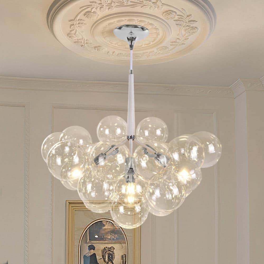 オンラインショップ Silver in.W 24.8 6-Light Alma HUOKU Bubble with Chandelier シーリングライト・天井照明