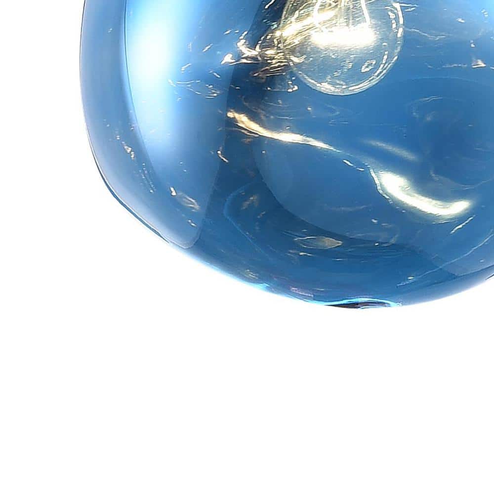 Contemporary Chrome & Blue Orb Acrylic 11" Globe Pendant Light
