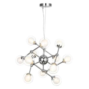 Light Society Trieste 12-Light Black/Frosted Chandelier with Glass ...