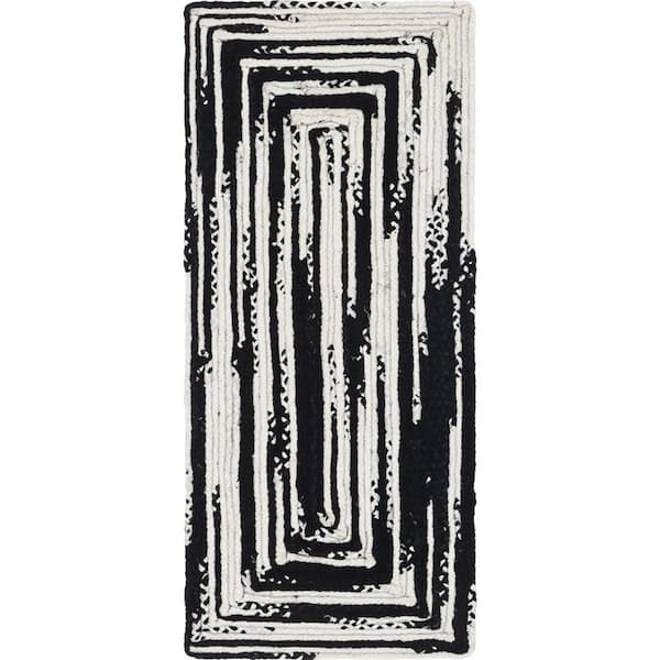 Braided Chindi Black/White 3 ft. x 6 ft. Runner Rug