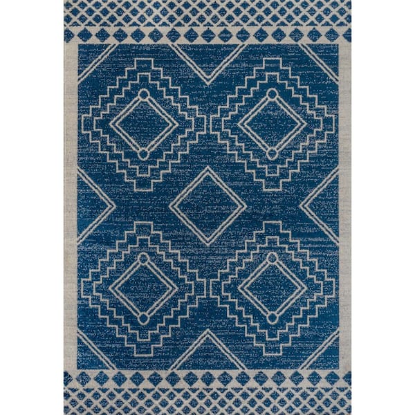 Amir Moroccan Beni Souk Navy/Ivory 4 ft. x 6 ft. Area Rug