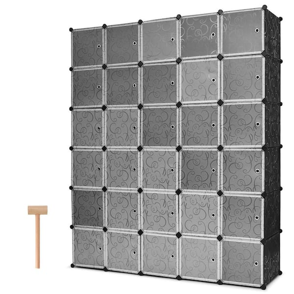 85 in. H x 71 in. W x 18.5 in. D Black Polypropylene Portable Closet with 30 Cubes