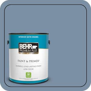 1 gal. #S510-4 Jean Jacket Blue Satin Enamel Low Odor Interior Paint & Primer