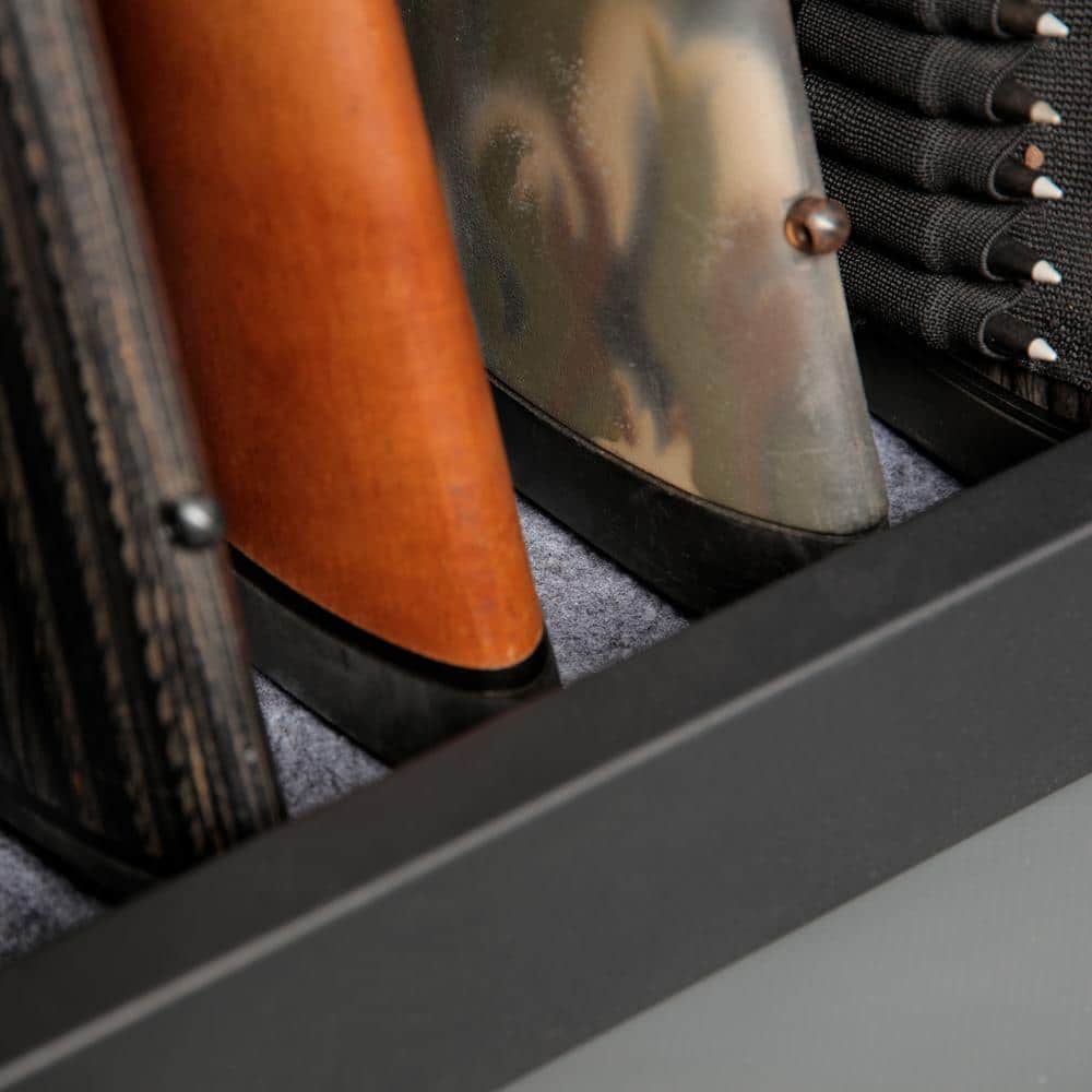 Black Metal 5-Rifle Locking Gun Storage Cabinet with Pistol Compartment