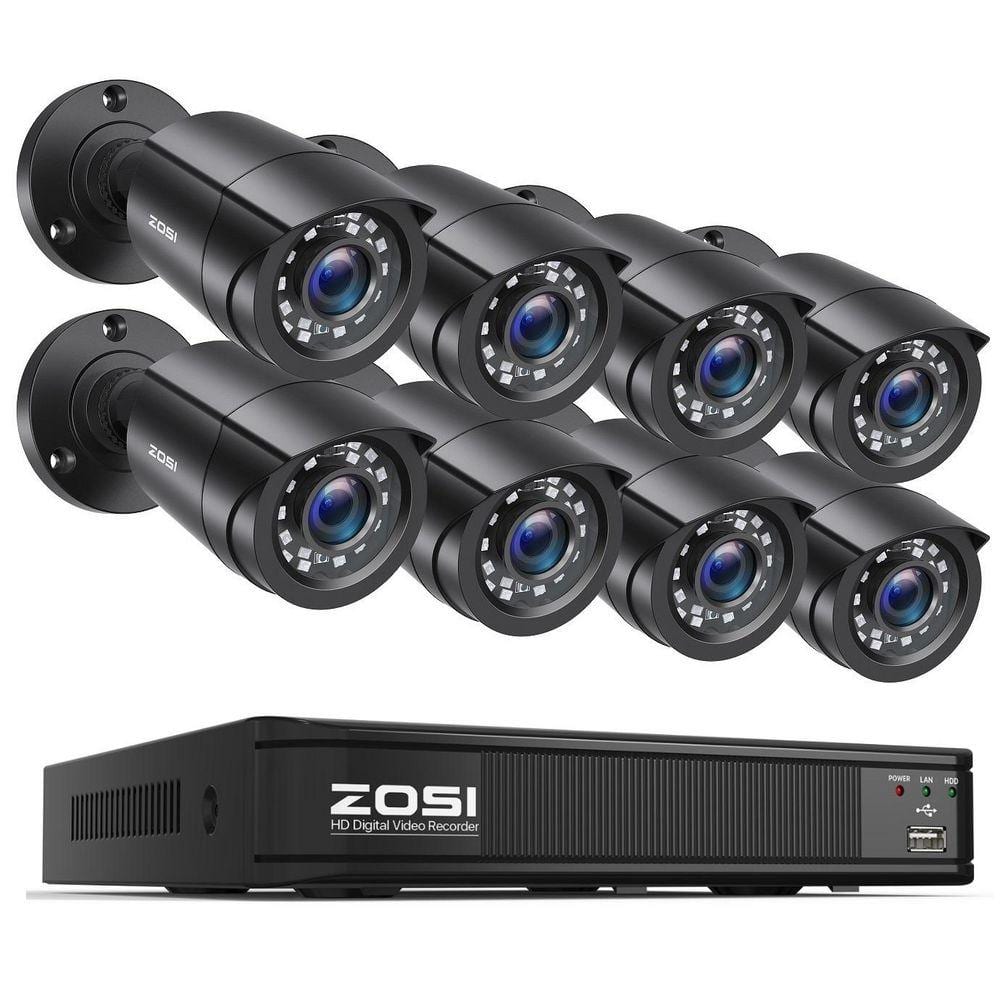 ZOSI H. 265+ 8 Channel DVR Home Security System with 8-Wired 1080p