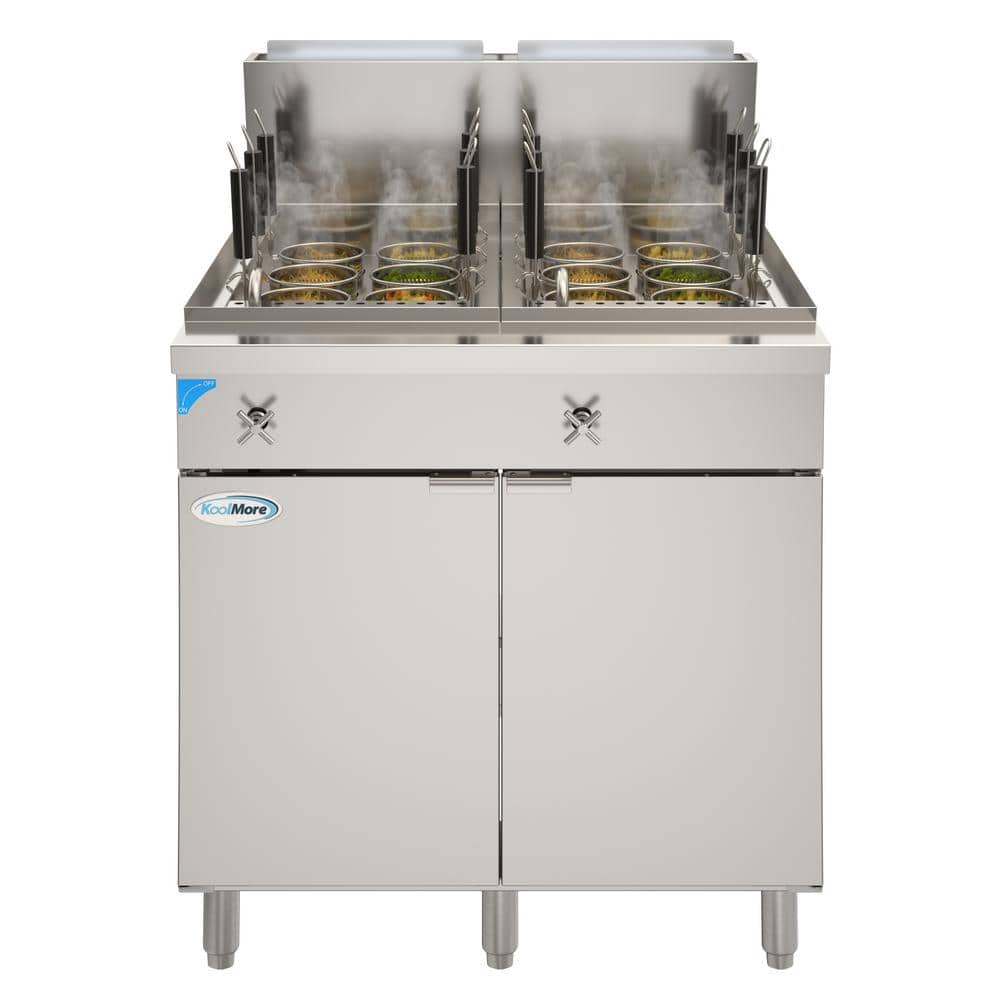 Commercial 22 Gal. Natural Gas Pasta Cooker with 12 Baskets and 140,000 BTU in Stainless Steel, ETL for Sanitation