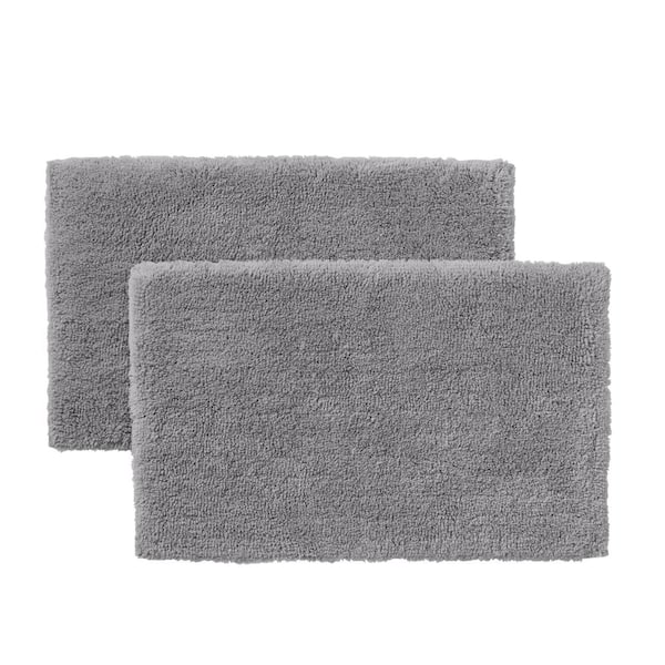 StyleWell Stone Gray 25 in. x 40 in. Non-Skid Cotton Bath Rug (Set of 2)