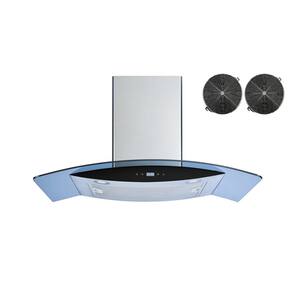 Winflo 36 In. 475 CFM Convertible Glass Wall Mount Range Hood In ...