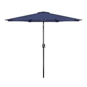 9 ft. Steel Push-Up Patio Umbrella with Tilt Adjustment and Crank Lift System for Lawn Backyard Pool Market in Dark Blue
