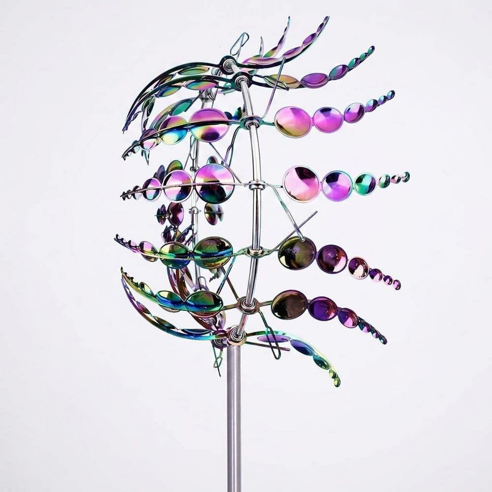 Silver Aluminum Solar Powered Wind Spinner Kinetic Wind Decor for Garden Yard Outdoor Quiet Dual Movement price history on PriceWatchPro