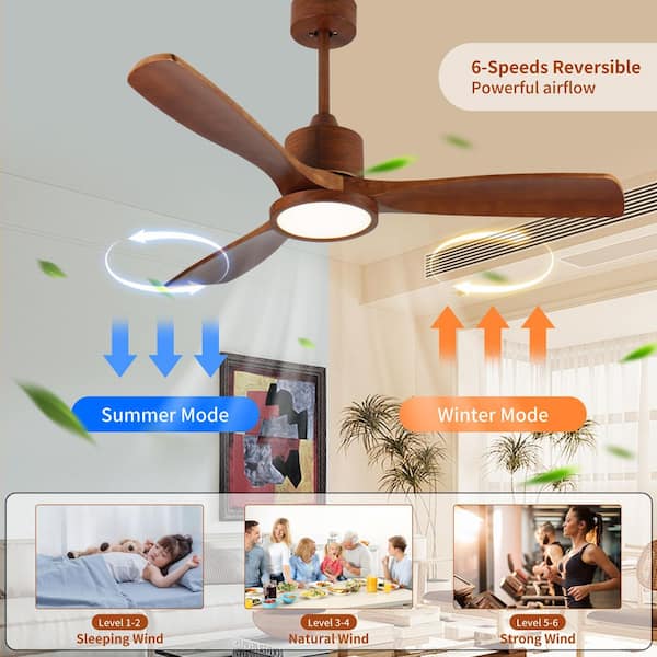 Keazile 52 in. Modern Wood Standard Downrod Mount Ceiling Fan with