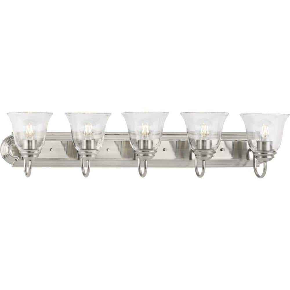 Clear Glass 36 in. 5-Light Brushed Nickel Transitional Vanity Light with Clear Glass for Bathroom price history on PriceWatchPro