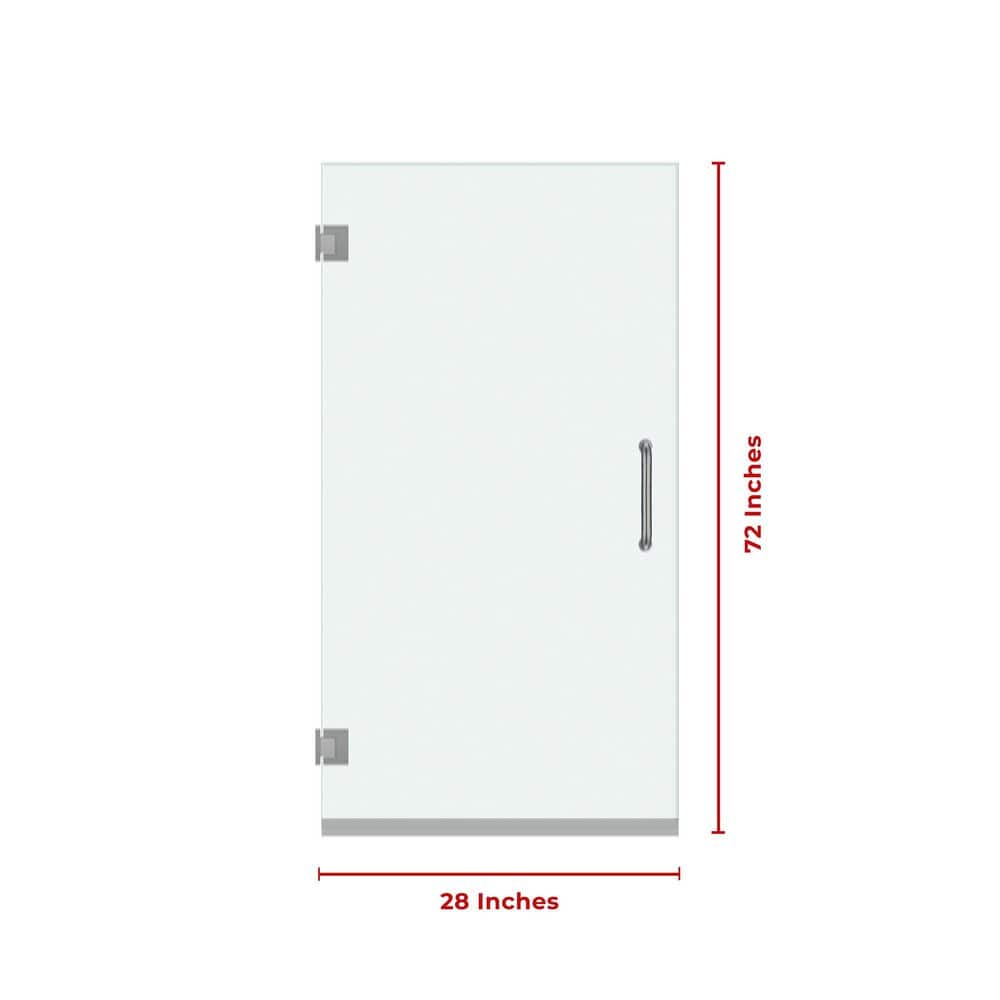 28" x 72" Frameless Chrome Pivot Shower Door with Clear Glass
