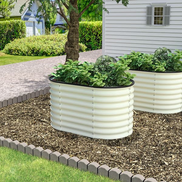 4 ft. x 2 ft. x 2 ft. Galvanized Steel Raised Garden Bed Planter Box Outdoor, Pearl White